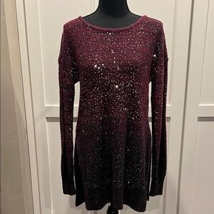 XOXO Burgundy Sparkle Long Sleeve Top